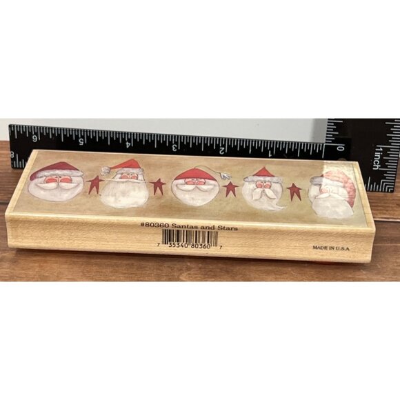 80360 Santa & Stars Wood Rubber Stamp STAMPS HAPPEN FIDDLESTIX PENNY LANE - Picture 5 of 5